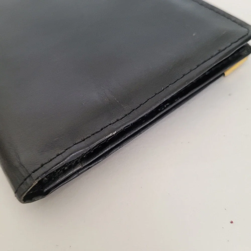 Dunhill London Mens Black Leather Long Bifold Wallet Gold Hardware Made England